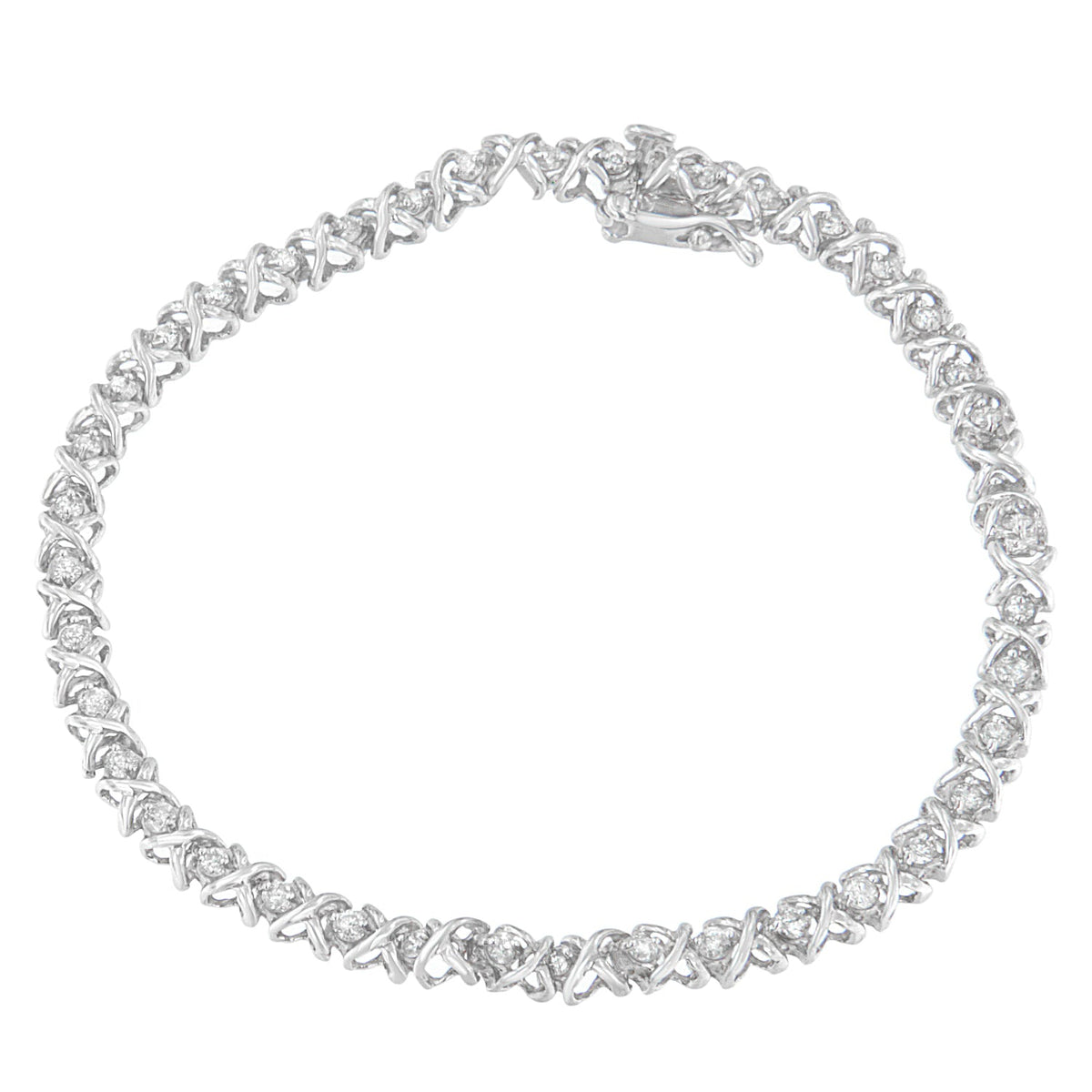 18K White Gold Round Cut Diamond Wrapped in Love Bracelet (1.00 cttw, H-I Color, I1-I2 Clarity) - LinkagejewelrydesignLinkagejewelrydesign