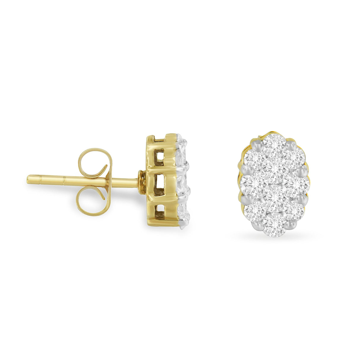 18K Yellow Gold 1 cttw Flower Diamond Stud Earrings (H-I, I1-I2) - LinkagejewelrydesignLinkagejewelrydesign