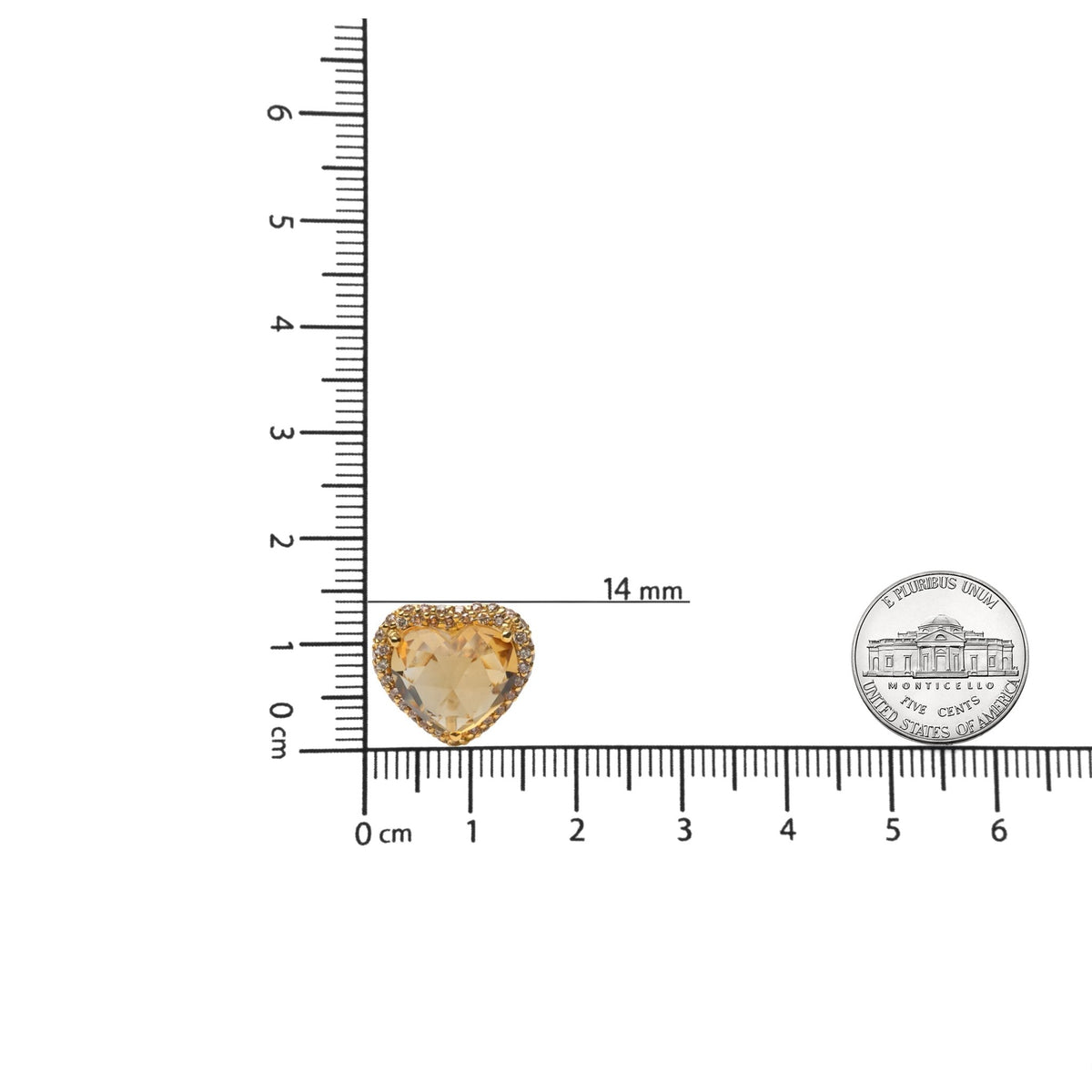 18K Yellow Gold 2/3 Cttw Brown Diamonds and 11x11mm Heart-Cut Yellow Citrine Gemstone Halo Heart Stud Earrings (Brown Color, SI1-SI2 Clarity) - LinkagejewelrydesignLinkagejewelrydesign