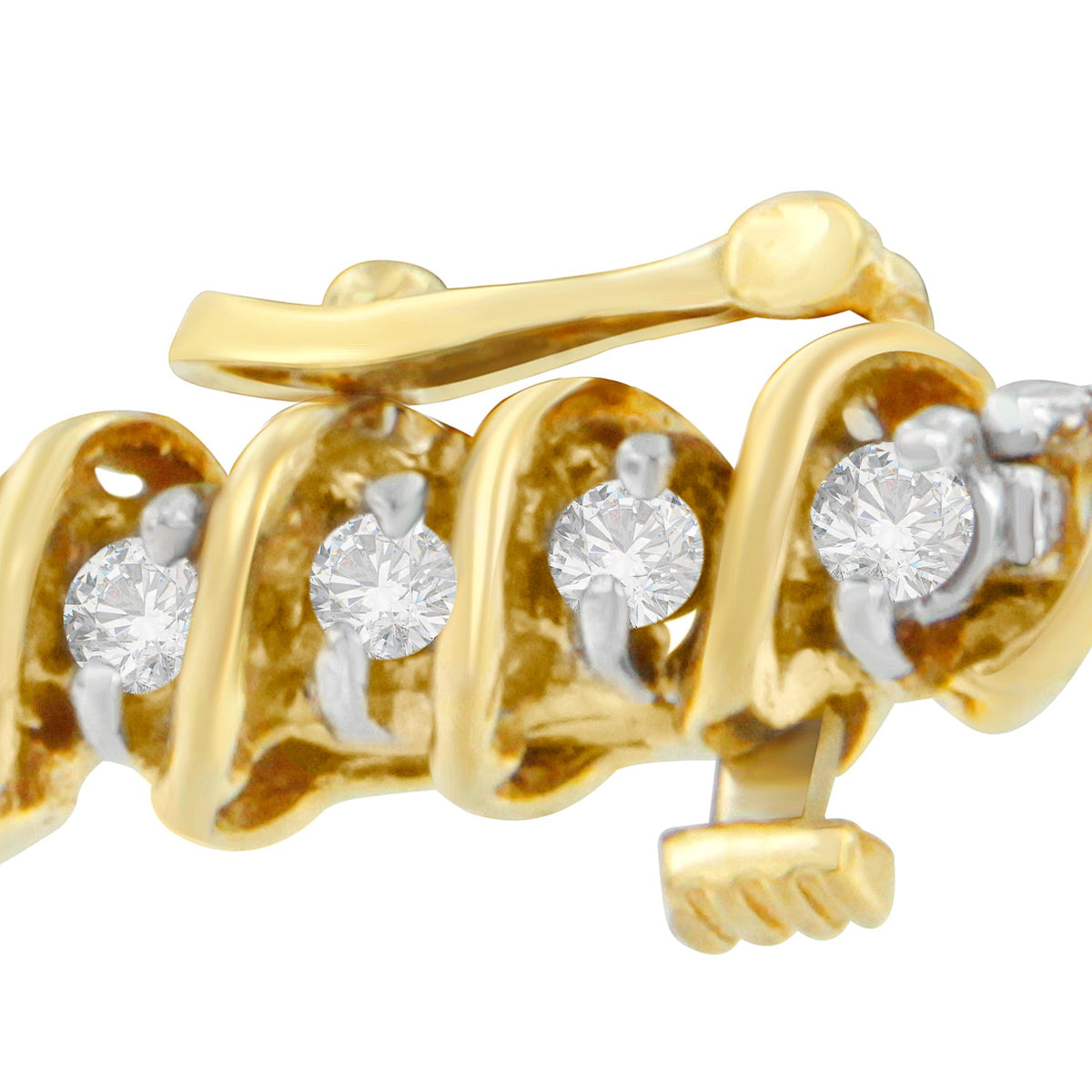 18K Yellow Gold Round Cut Diamond Spiral Link Bracelet (2.00 cttw, I-J Color, I1-I2 Clarity) - LinkagejewelrydesignLinkagejewelrydesign
