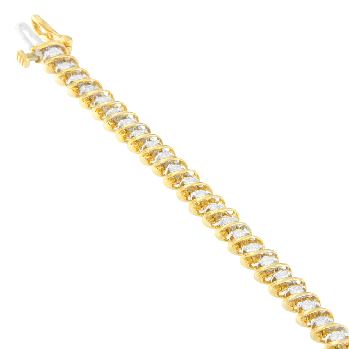 18K Yellow Gold Round Cut Diamond Spiral Link Bracelet (2.00 cttw, I-J Color, I1-I2 Clarity) - LinkagejewelrydesignLinkagejewelrydesign