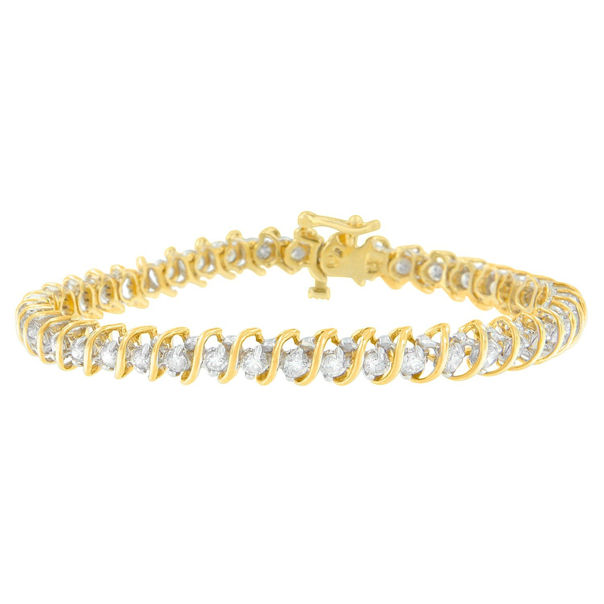 18K Yellow Gold Round Cut Diamond Tennis Bracelet (3.00 cttw, I-J Color, I1-I2 Clarity) - LinkagejewelrydesignLinkagejewelrydesign