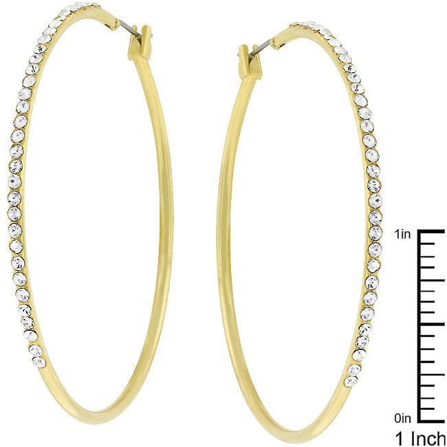 2 Inch Goldtone Crystal Hoop Earrings - LinkagejewelrydesignLinkagejewelrydesign