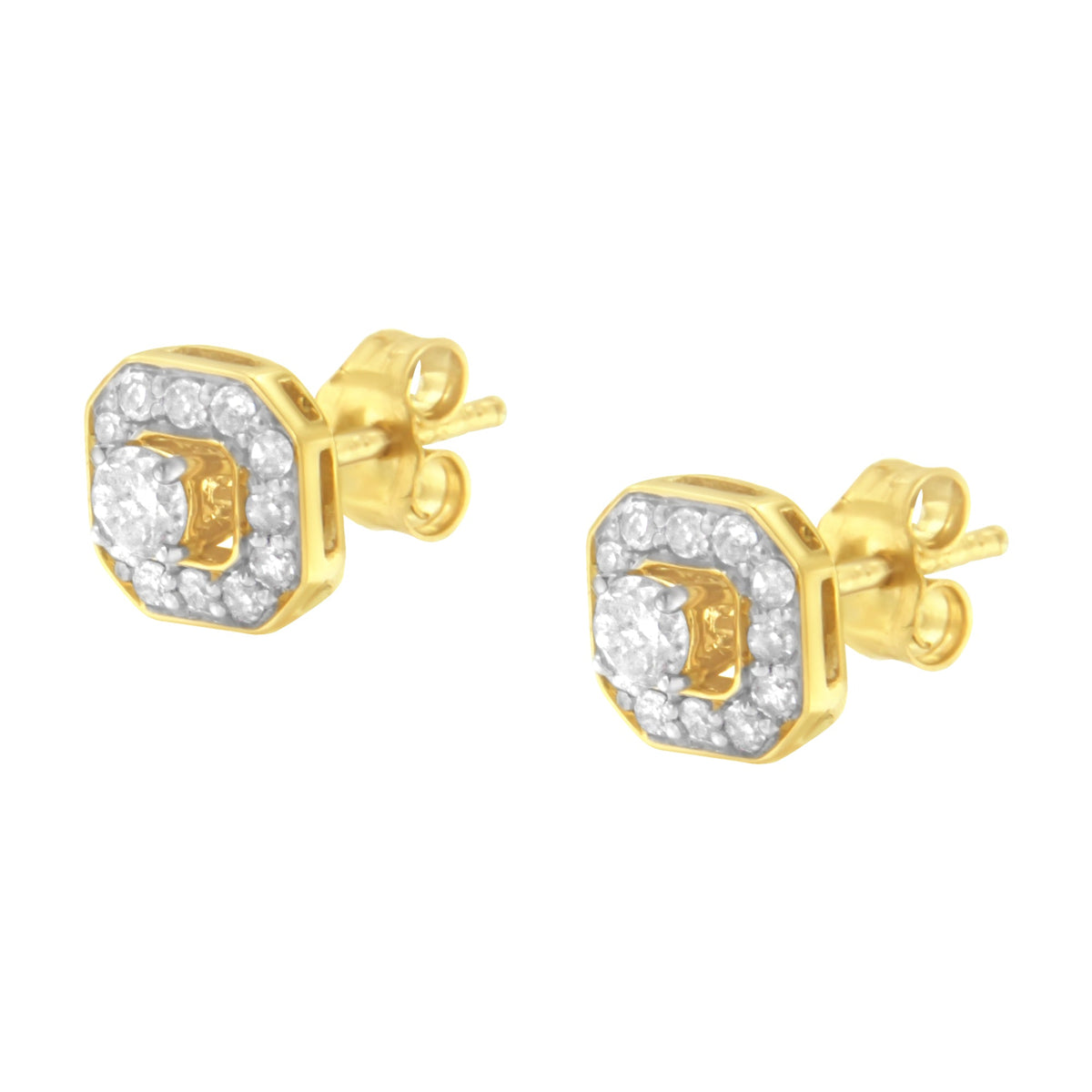 2 Micron 10KT Yellow Gold Plated Sterling Silver Diamond Square Stud Earrings (1/2 cttw, J-K Color, I2-3 Clarity) - LinkagejewelrydesignLinkagejewelrydesign