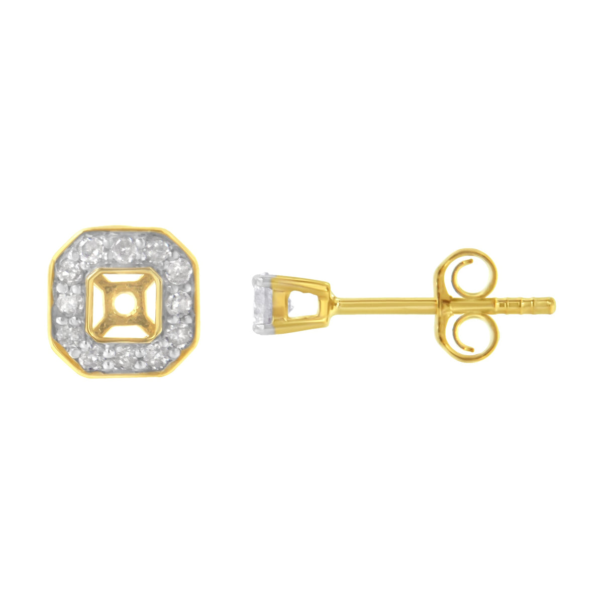 2 Micron 10KT Yellow Gold Plated Sterling Silver Diamond Square Stud Earrings (1/2 cttw, J-K Color, I2-3 Clarity) - LinkagejewelrydesignLinkagejewelrydesign
