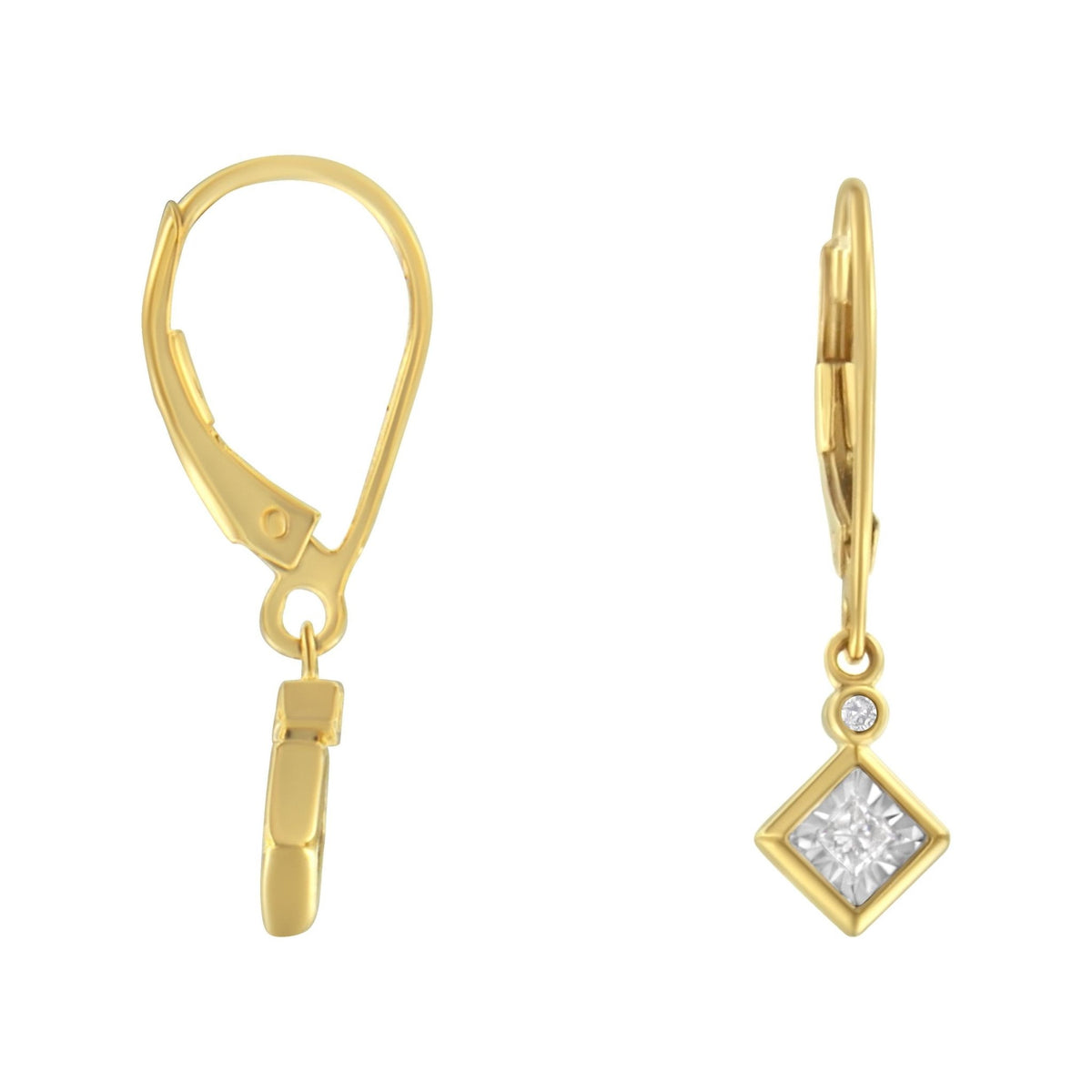 2 Micron 14K Yellow Gold Plating Diamond Dangle Earrings ( 1/3 cttw, J-K Color, I1-I2 Clarity) - LinkagejewelrydesignLinkagejewelrydesign