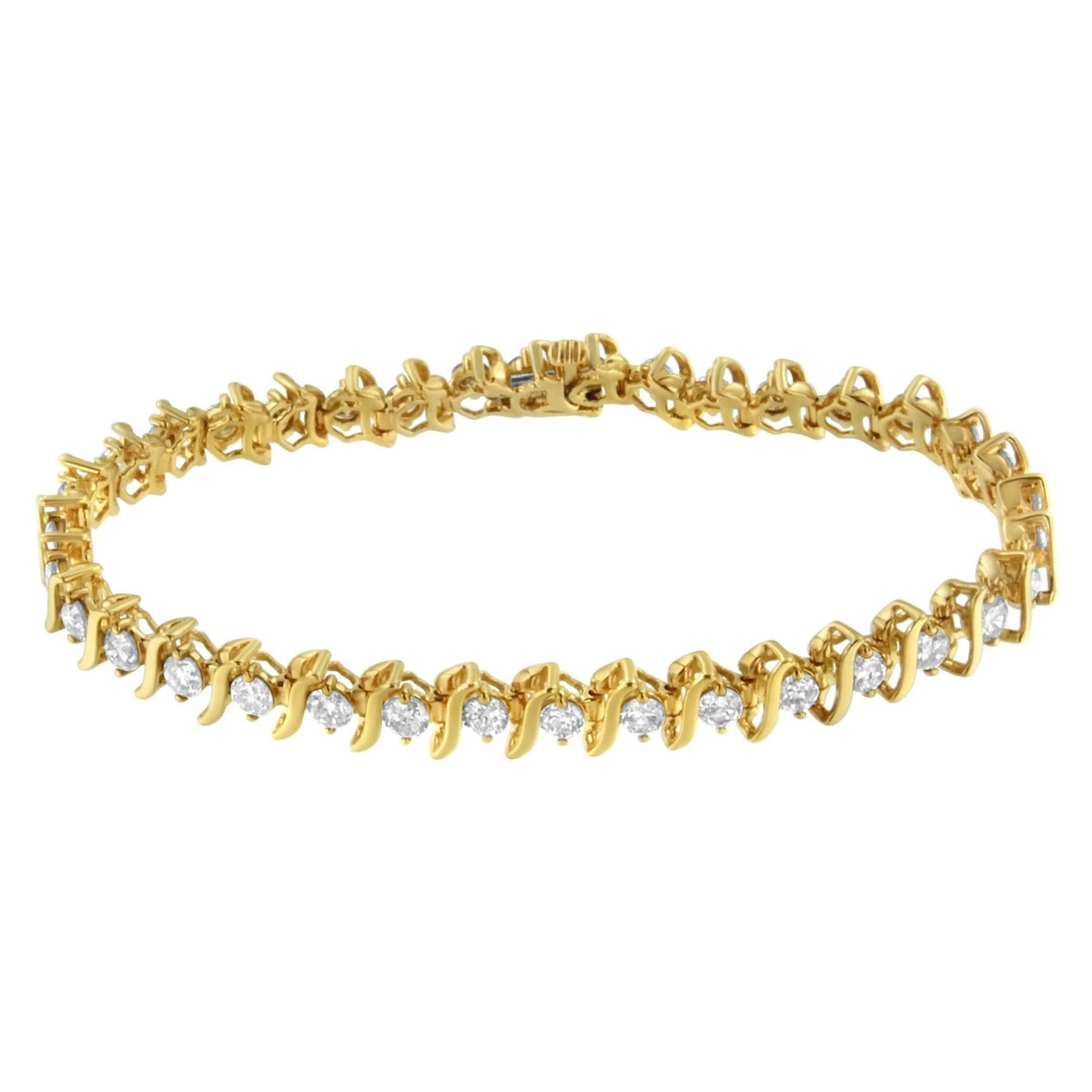 2 Micron 14KT Yellow Gold Plated Sterling Silver Diamond Link Bracelet (5 cttw, K-L Color, I2-I3 Clarity) - LinkagejewelrydesignLinkagejewelrydesign