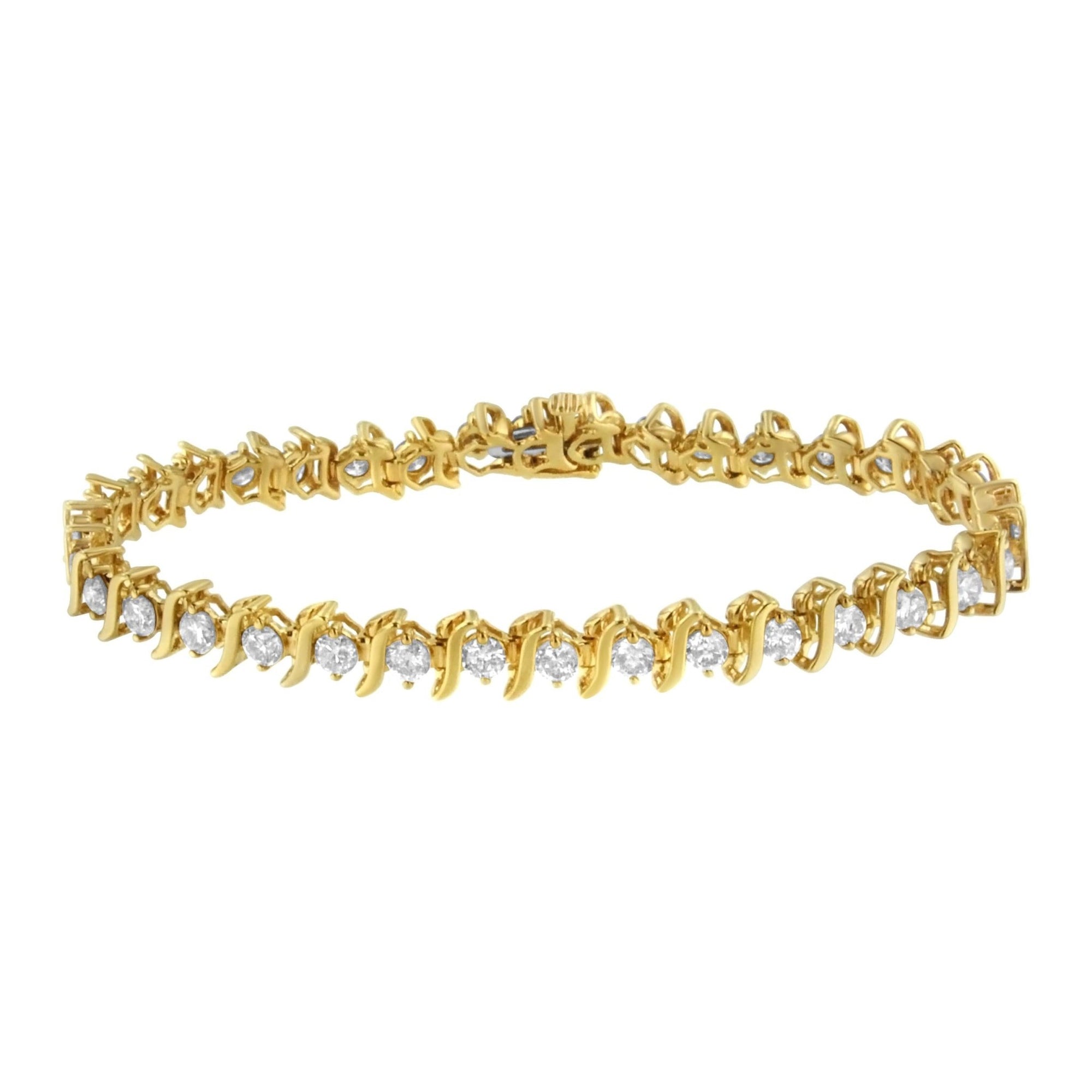 2 Micron 14KT Yellow Gold Plated Sterling Silver Diamond Link Bracelet (5 cttw, K-L Color, I2-I3 Clarity) - LinkagejewelrydesignLinkagejewelrydesign