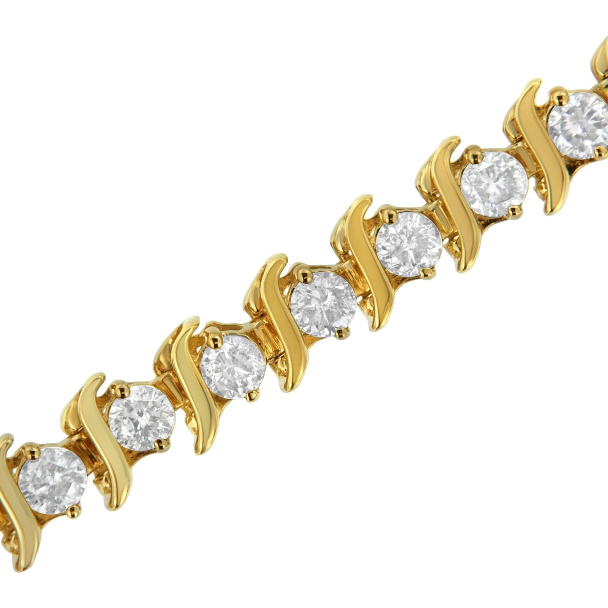 2 Micron 14KT Yellow Gold Plated Sterling Silver Diamond Link Bracelet (5 cttw, K-L Color, I2-I3 Clarity) - LinkagejewelrydesignLinkagejewelrydesign