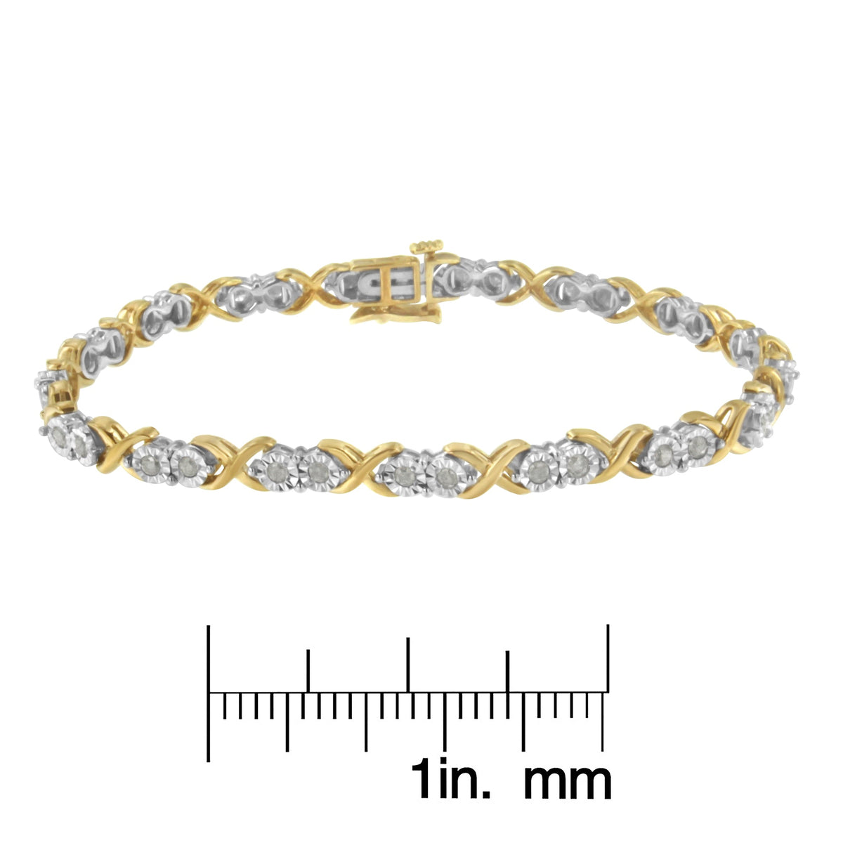 2 Micron 14KT Yellow Gold Plated Sterling Silver Diamond X Link Bracelet (1 cttw, I-J Color, I3-Promo Clarity) - LinkagejewelrydesignLinkagejewelrydesign