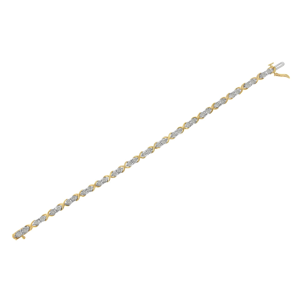 2 Micron 14KT Yellow Gold Plated Sterling Silver Diamond X Link Bracelet (1 cttw, I-J Color, I3-Promo Clarity) - LinkagejewelrydesignLinkagejewelrydesign