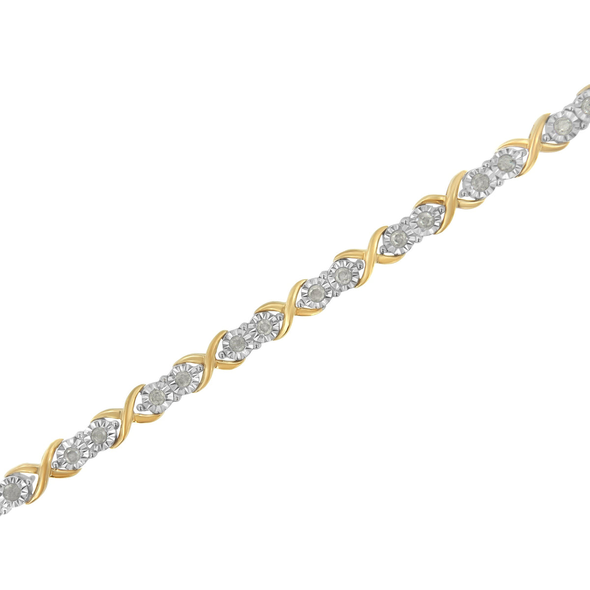 2 Micron 14KT Yellow Gold Plated Sterling Silver Diamond X Link Bracelet (1 cttw, I-J Color, I3-Promo Clarity) - LinkagejewelrydesignLinkagejewelrydesign