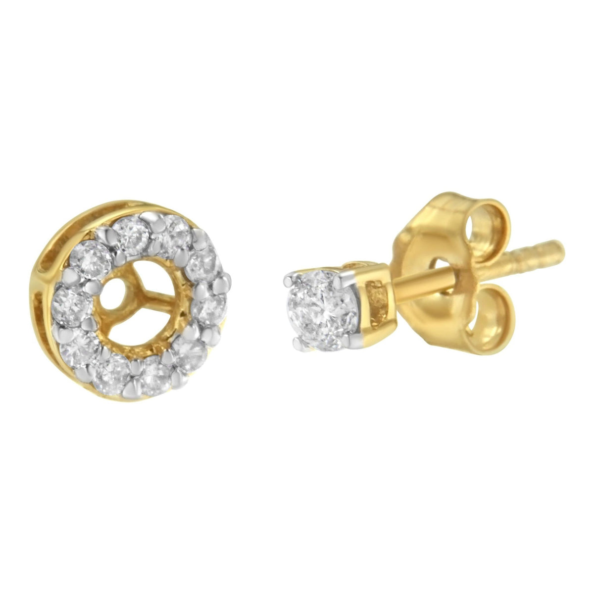 2 Micron Yellow Gold Plated Sterling Silver Diamond Stud Earring (1/2 cttw, J-K Color, I2-I3 Clarity) - LinkagejewelrydesignLinkagejewelrydesign