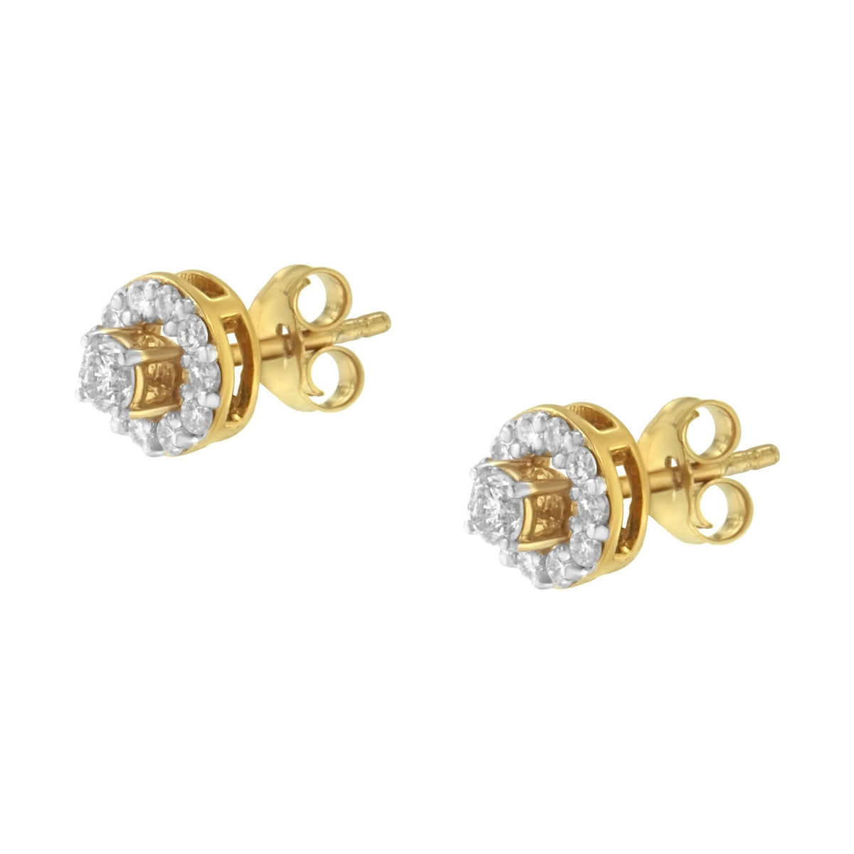 2 Micron Yellow Gold Plated Sterling Silver Diamond Stud Earring (1/2 cttw, J-K Color, I2-I3 Clarity) - LinkagejewelrydesignLinkagejewelrydesign