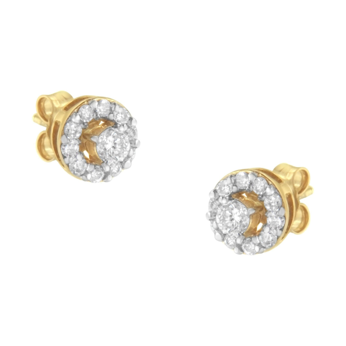 2 Micron Yellow Gold Plated Sterling Silver Diamond Stud Earring (1/2 cttw, J-K Color, I2-I3 Clarity) - LinkagejewelrydesignLinkagejewelrydesign