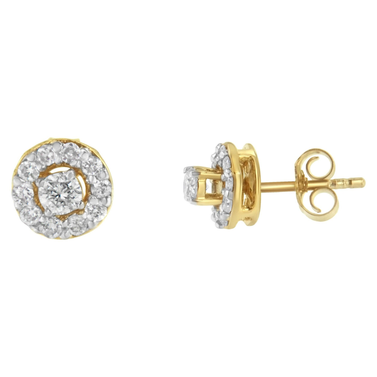 2 Micron Yellow Gold Plated Sterling Silver Diamond Stud Earring (1/2 cttw, J-K Color, I2-I3 Clarity) - LinkagejewelrydesignLinkagejewelrydesign