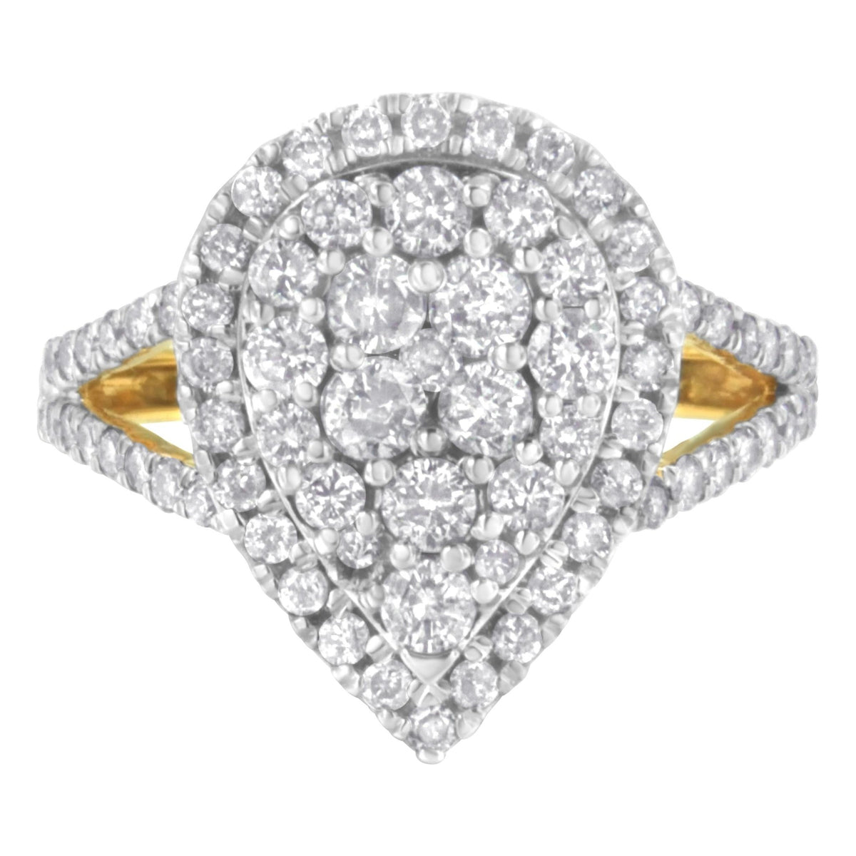 2 Micron Yellow Plated Sterling Silver Diamond Cluster Ring (1 1/2 cttw, J-K Color, I1-I2 Clarity) - LinkagejewelrydesignLinkagejewelrydesign