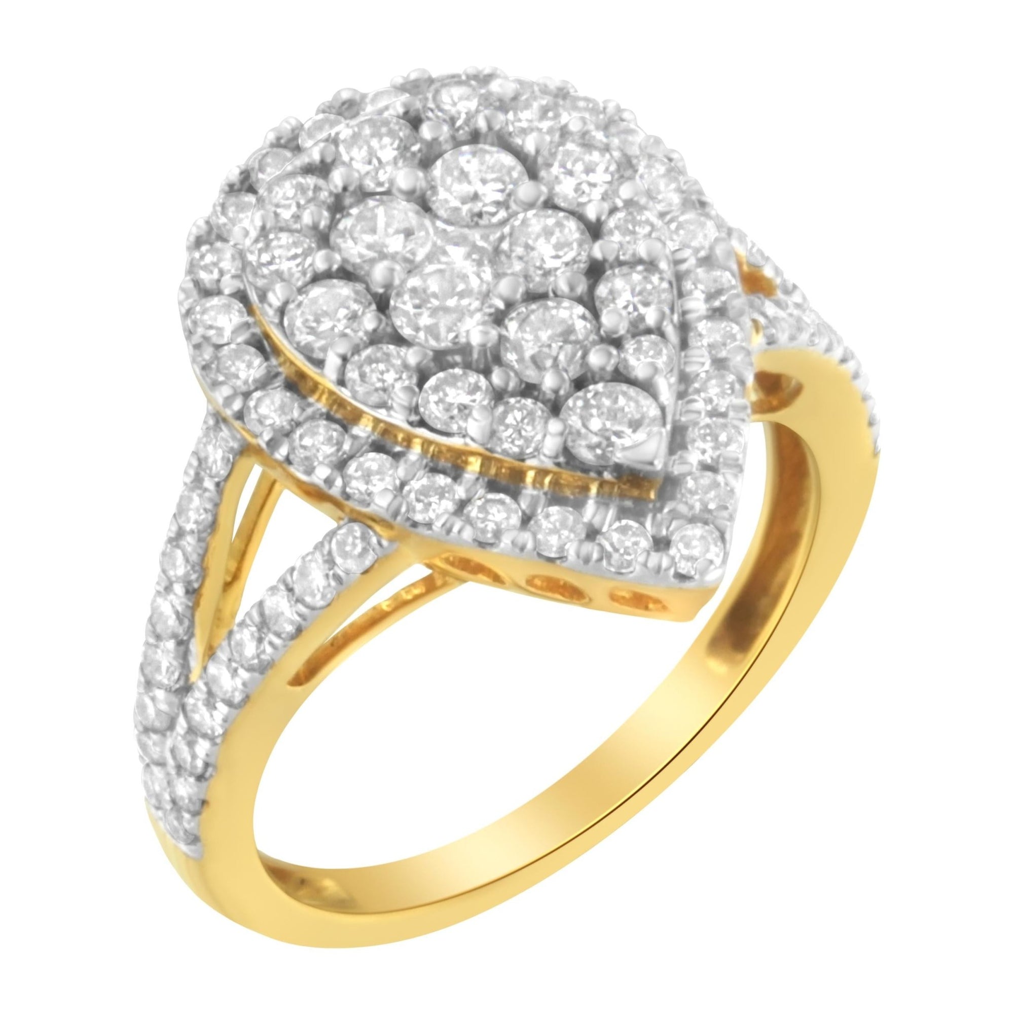 2 Micron Yellow Plated Sterling Silver Diamond Cluster Ring (1 1/2 cttw, J-K Color, I1-I2 Clarity) - LinkagejewelrydesignLinkagejewelrydesign