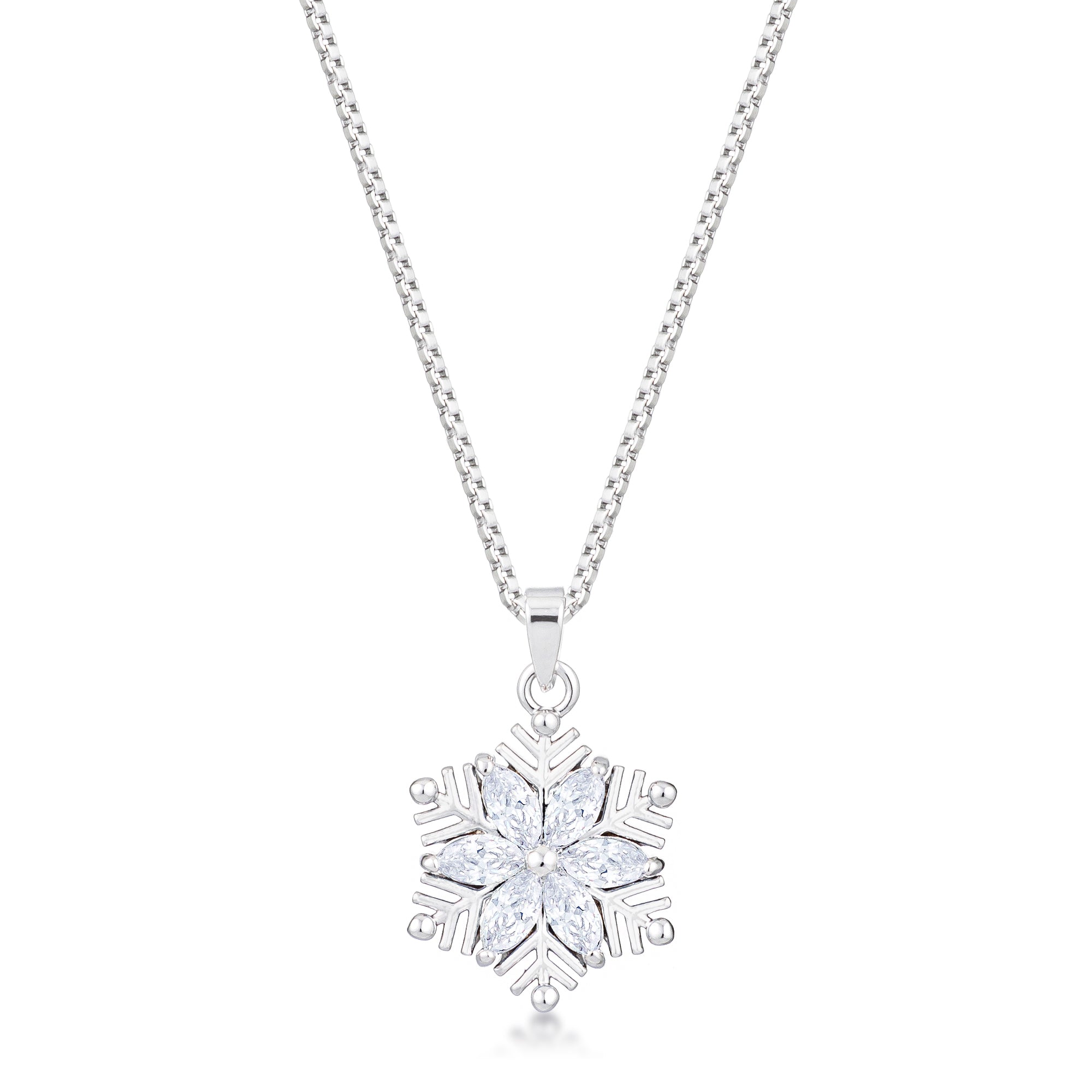 2.04Ct Rhodium Brilliant Marquise Snowflake Pendant - LinkagejewelrydesignLinkagejewelrydesign