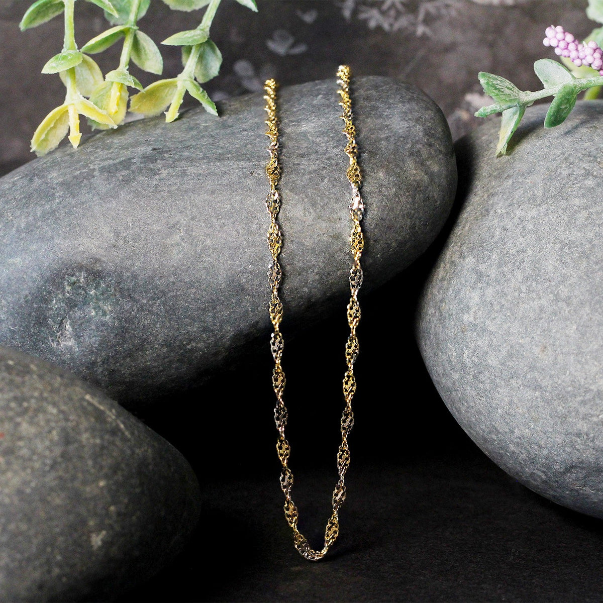 2.0mm 14k Two - Tone Gold Singapore Chain - LinkagejewelrydesignLinkagejewelrydesign