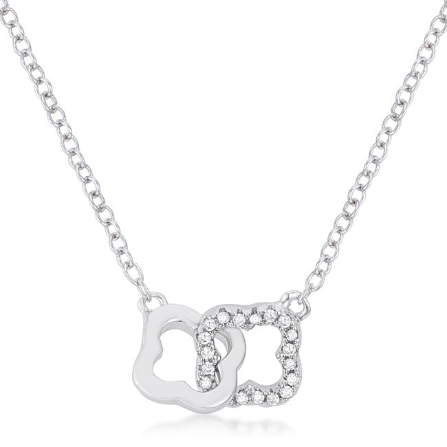 .21 Ct Rhodium Necklace with Floral Links - LinkagejewelrydesignLinkagejewelrydesign