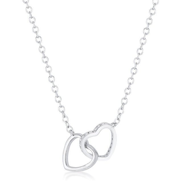 .22 Ct Interlocking Hearts Necklace with CZ - LinkagejewelrydesignLinkagejewelrydesign