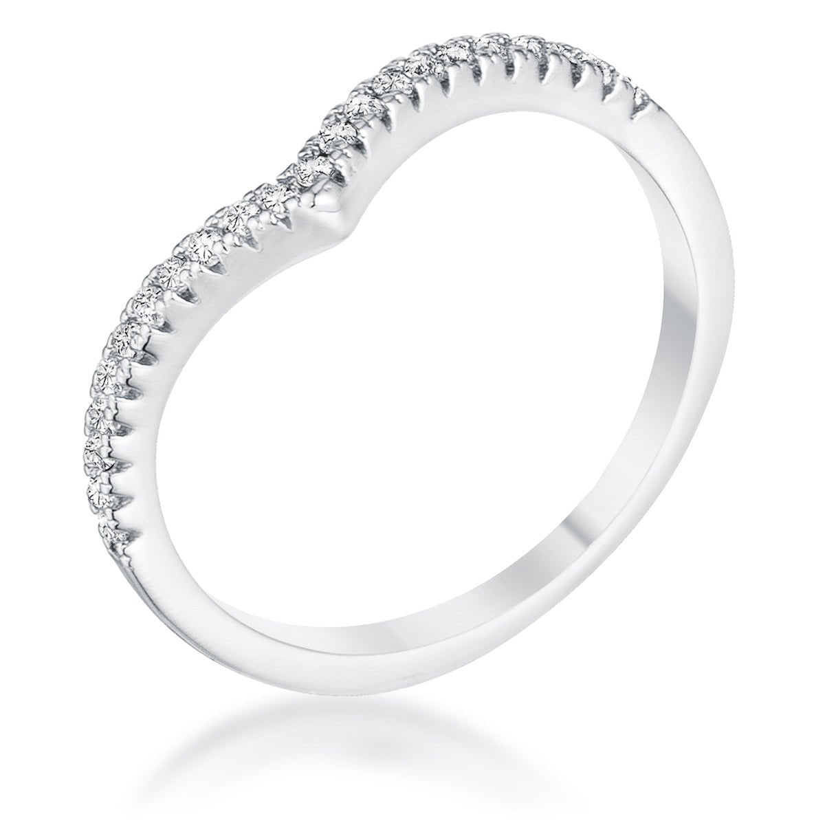 .22Ct Rhodium Chevron Ring with CZ, <b>Size 5</b> - LinkagejewelrydesignLinkagejewelrydesign