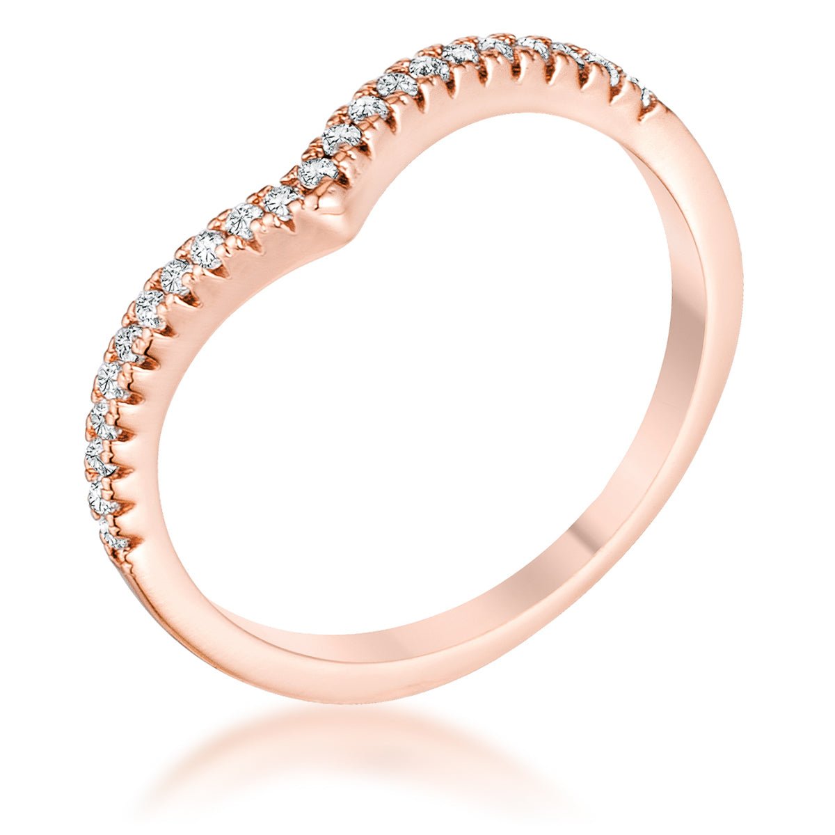 .22Ct Rose Goldtone Chevron Ring with CZ, <b>Size 5</b> - LinkagejewelrydesignLinkagejewelrydesign