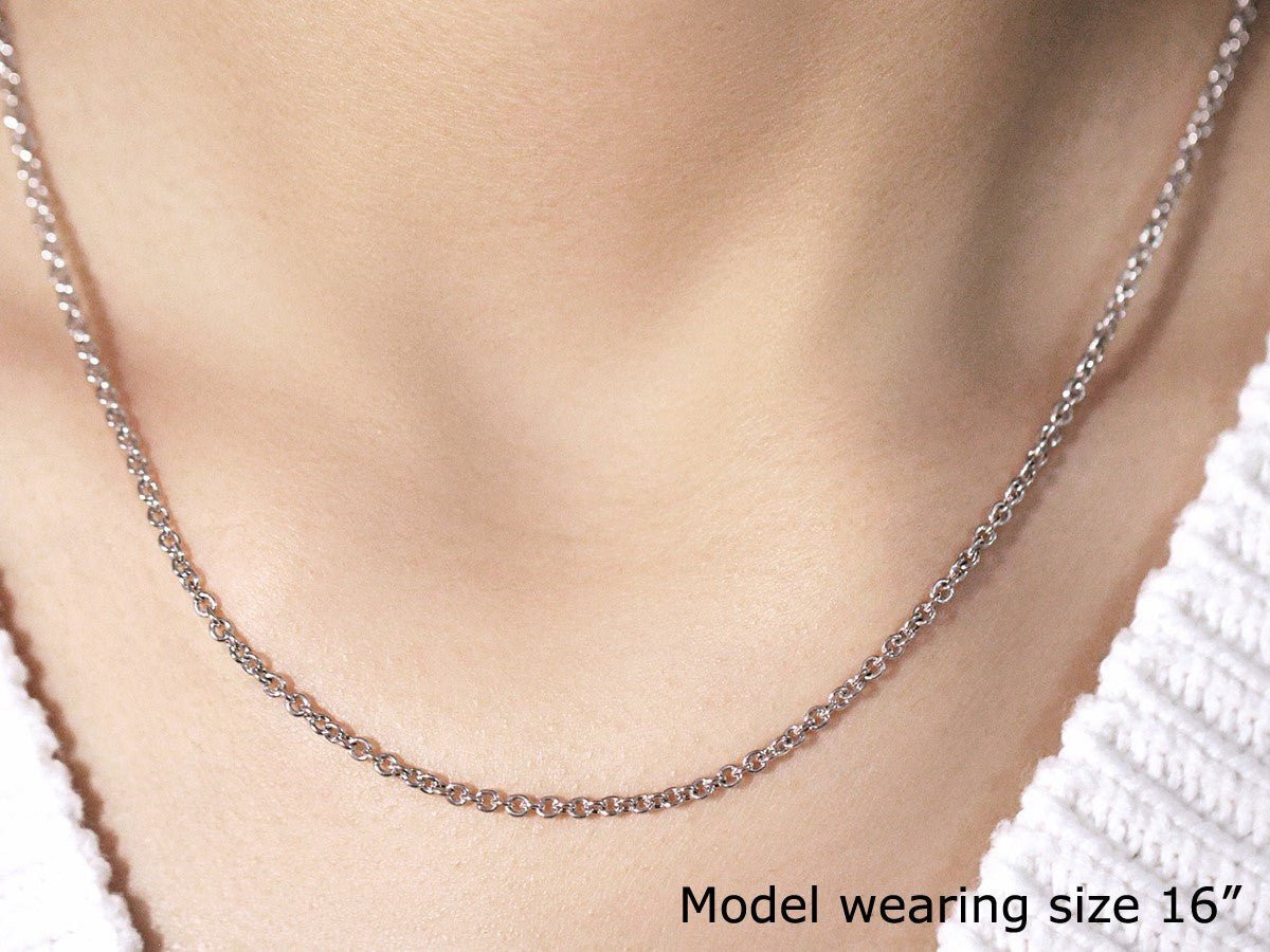 2.2mm 14k White Gold Forsantina Lite Cable Link Chain - LinkagejewelrydesignLinkagejewelrydesign