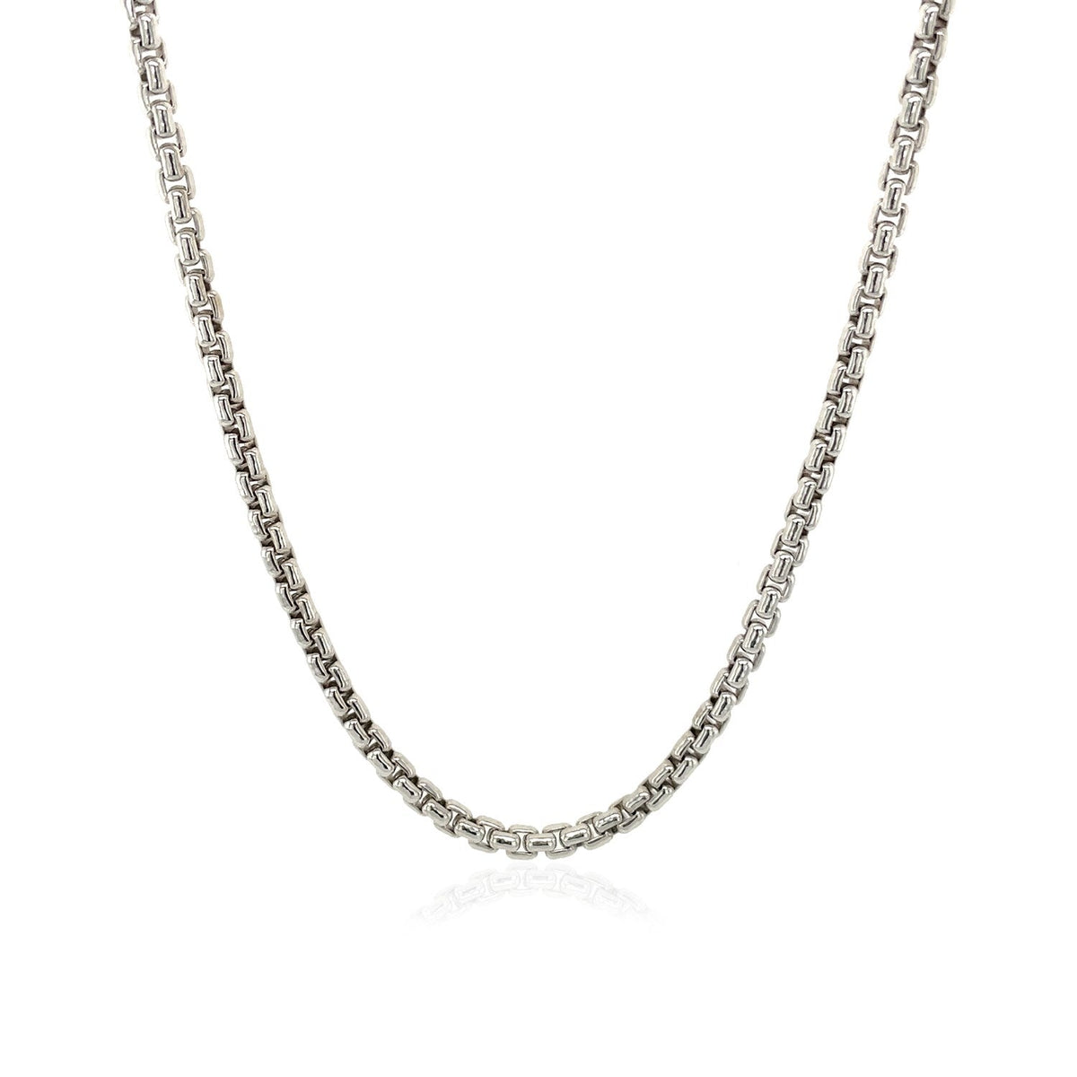 2.2mm Sterling Silver Rhodium Plated Round Box Chain - LinkagejewelrydesignLinkagejewelrydesign