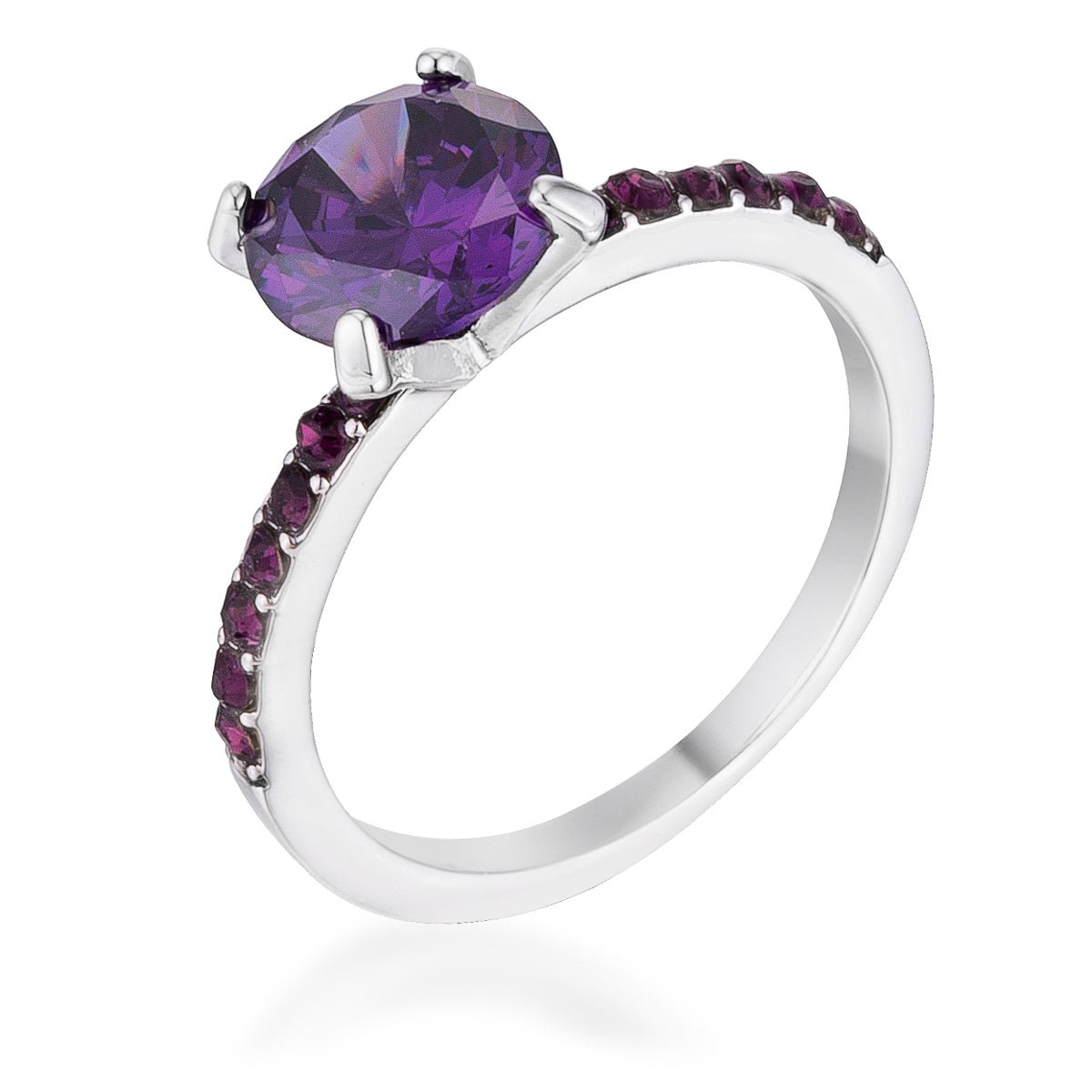 2.3CT Amethyst CZ Rhodium Ring, &lt;b&gt;Size 5&lt;/b&gt; - LinkagejewelrydesignLinkagejewelrydesign