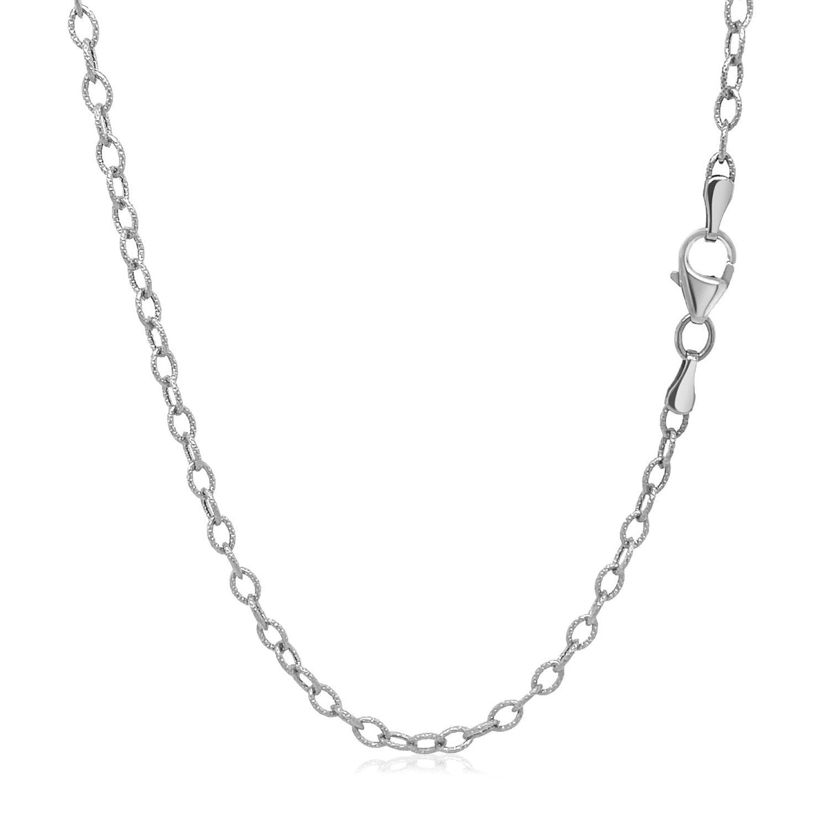 2.5mm 14k White Gold Pendant Chain with Textured Links - LinkagejewelrydesignLinkagejewelrydesign