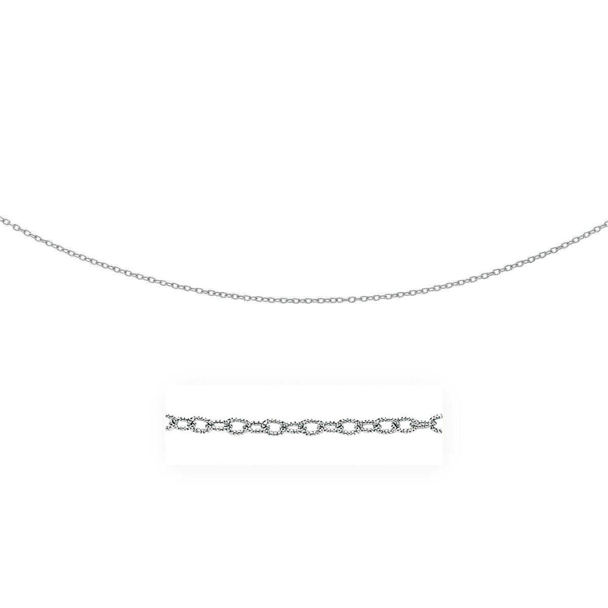 2.5mm 14k White Gold Pendant Chain with Textured Links - LinkagejewelrydesignLinkagejewelrydesign