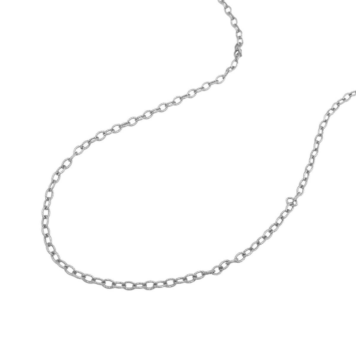 2.5mm 14k White Gold Pendant Chain with Textured Links - LinkagejewelrydesignLinkagejewelrydesign