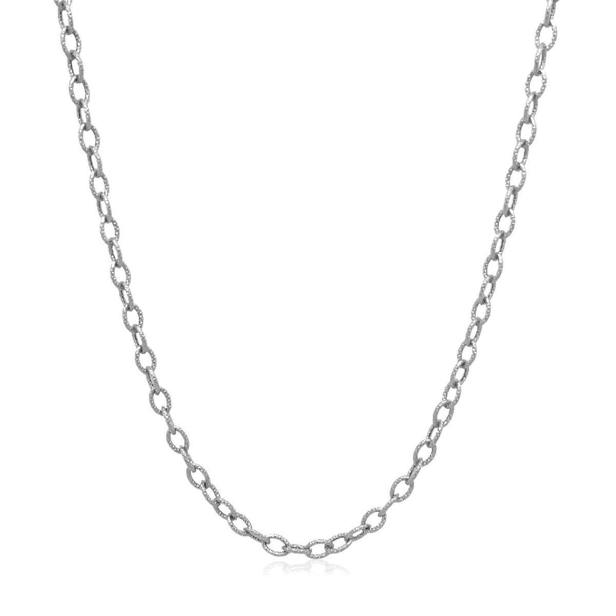 2.5mm 14k White Gold Pendant Chain with Textured Links - LinkagejewelrydesignLinkagejewelrydesign