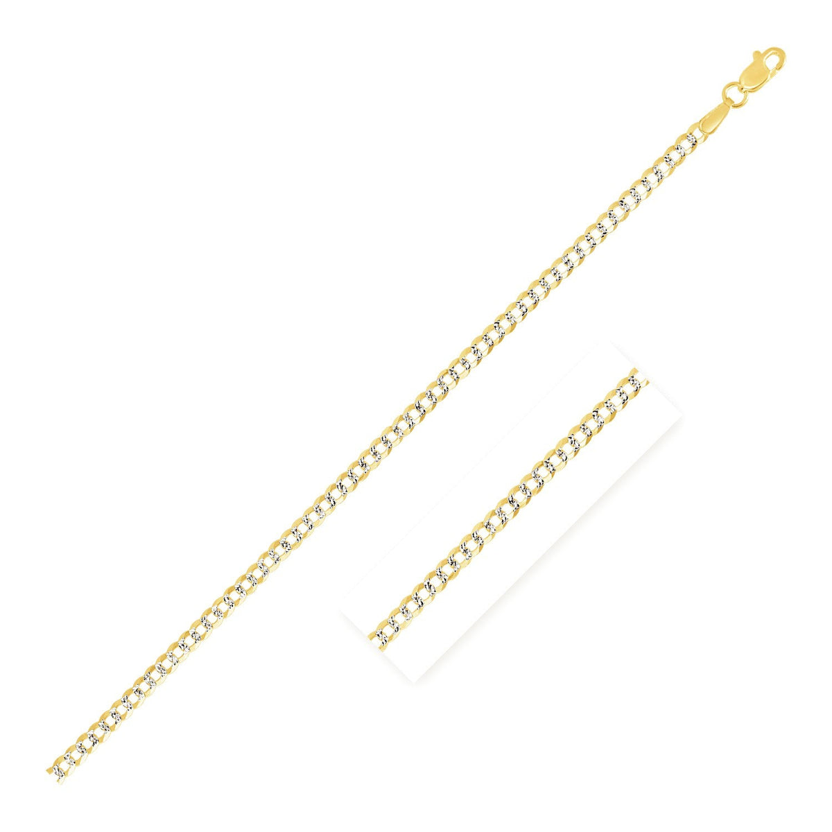 2.6 mm 14k Two Tone Gold Pave Curb Chain - LinkagejewelrydesignLinkagejewelrydesign