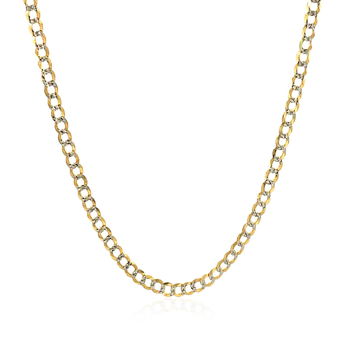 2.6 mm 14k Two Tone Gold Pave Curb Chain - LinkagejewelrydesignLinkagejewelrydesign