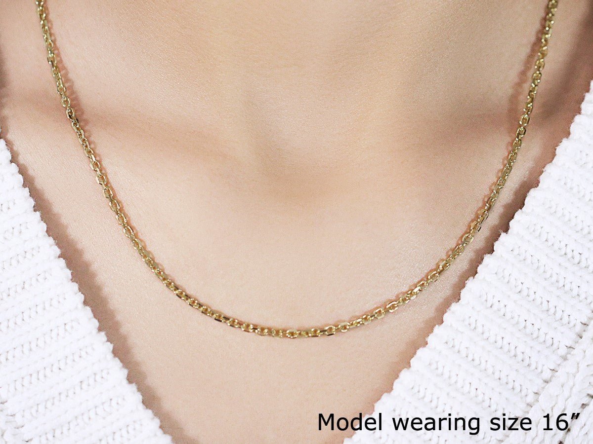2.6mm 18k Yellow Gold Diamond Cut Cable Link Chain - LinkagejewelrydesignLinkagejewelrydesign