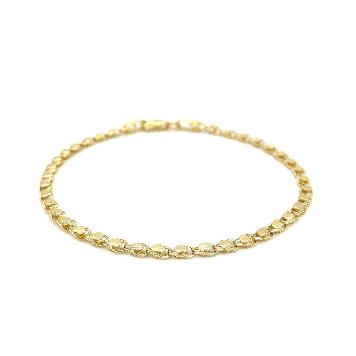 2.9mm 14k Yellow Gold Heart Bracelet - LinkagejewelrydesignLinkagejewelrydesign