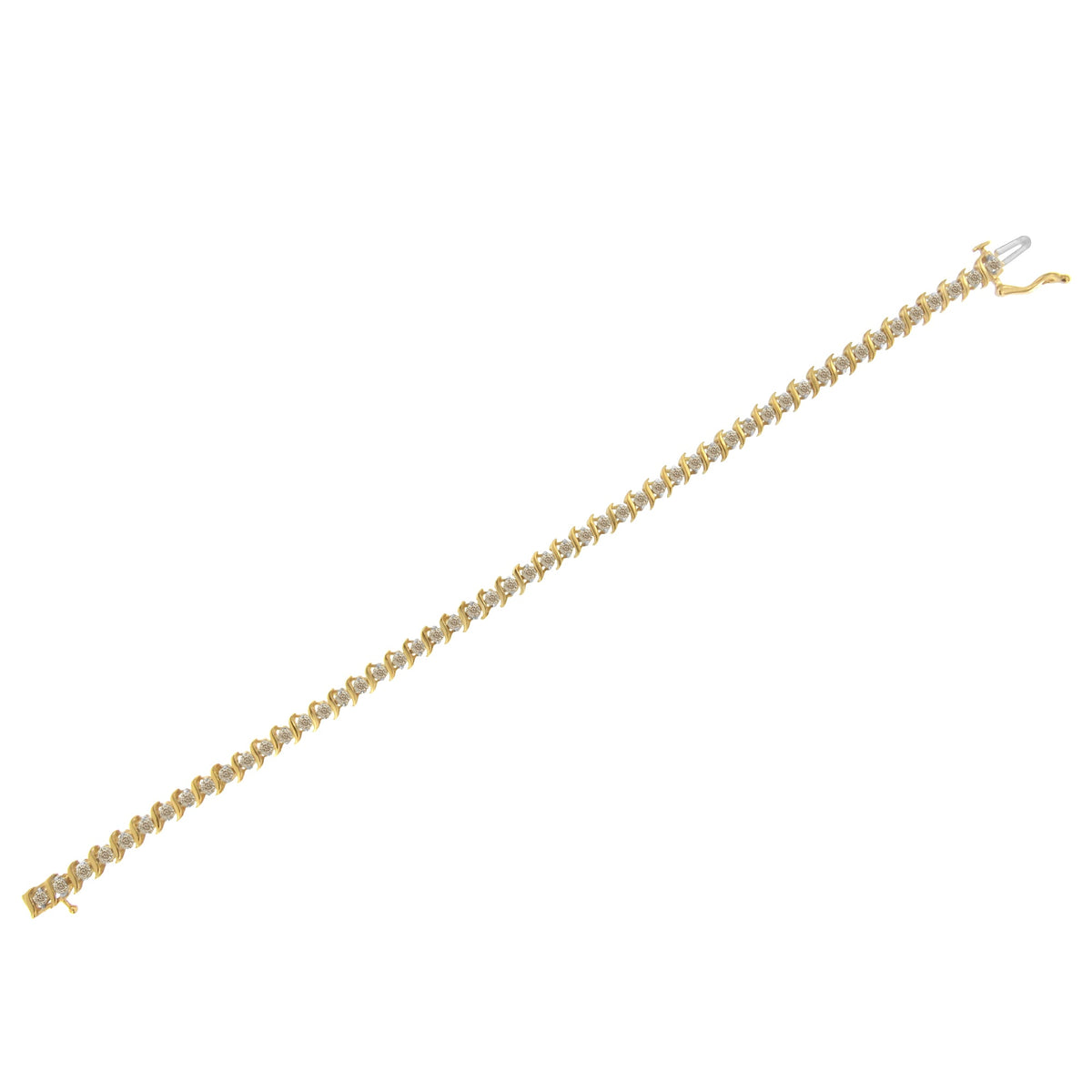 2Micron 10KT Yellow Gold Plated Sterling Silver Diamond S-Link Bracelet (2 cttw, J-K Color, I2-I3 Clarity) - LinkagejewelrydesignLinkagejewelrydesign