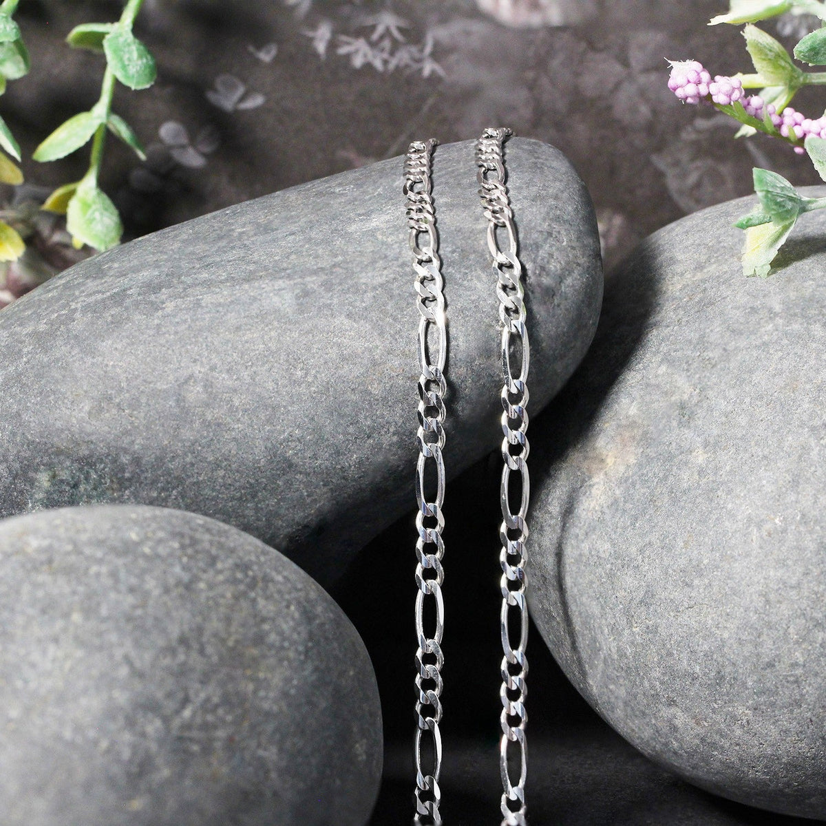 3.0mm 14k White Gold Solid Figaro Chain - LinkagejewelrydesignLinkagejewelrydesign