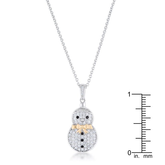 .35 ct CZ Two-Tone Snowman Pave Holiday Pendant - LinkagejewelrydesignLinkagejewelrydesign