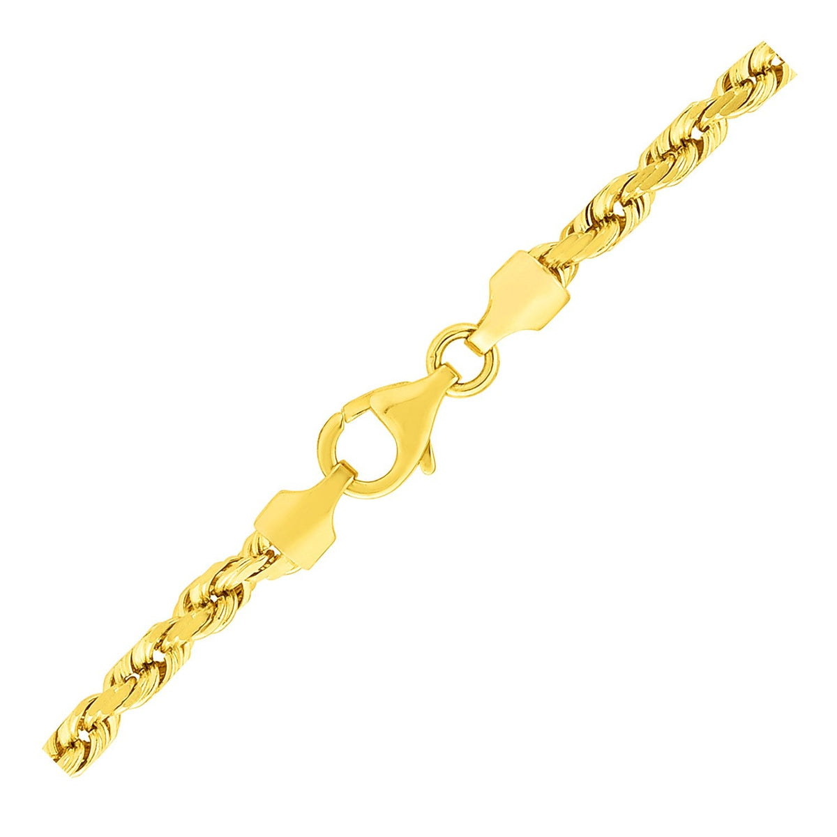 3.5mm 10k Yellow Gold Solid Diamond Cut Rope Bracelet - LinkagejewelrydesignLinkagejewelrydesign