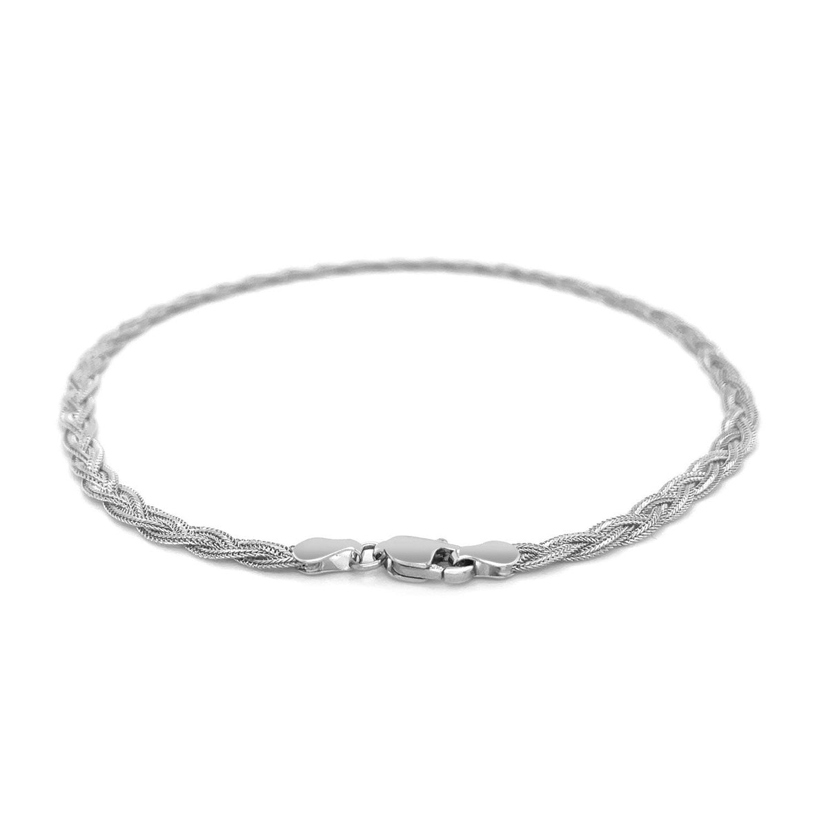 3.5mm 14k White Gold Braided Bracelet - LinkagejewelrydesignLinkagejewelrydesign