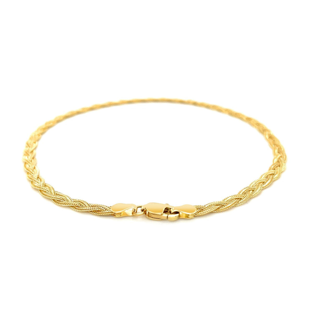 3.5mm 14k Yellow Gold Braided Bracelet - LinkagejewelrydesignLinkagejewelrydesign
