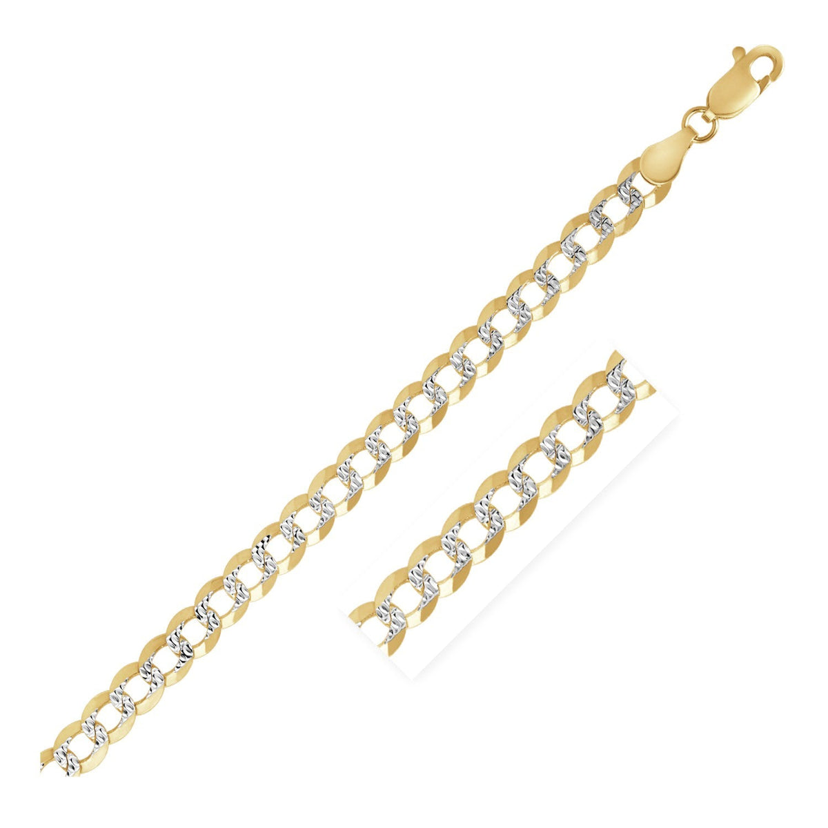 3.6 mm 14k Two Tone Gold Pave Curb Chain - LinkagejewelrydesignLinkagejewelrydesign