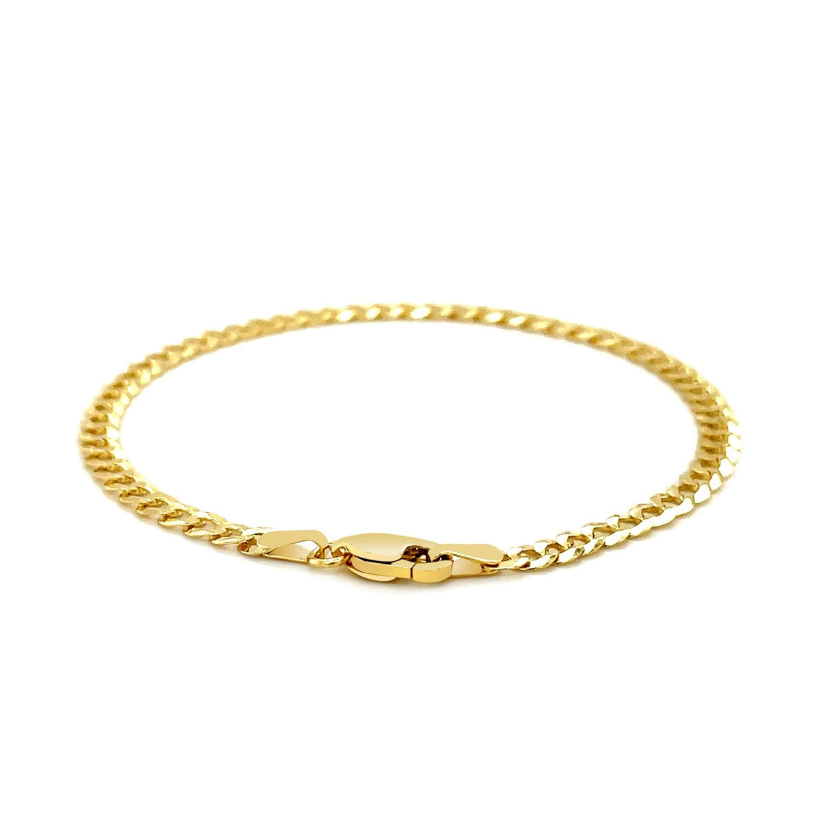 3.6mm 14k Yellow Gold Solid Curb Bracelet - LinkagejewelrydesignLinkagejewelrydesign