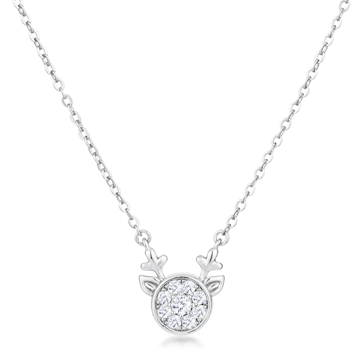 3.88Ct Rhodium Reversible Champagne CZ Reindeer Pendant - LinkagejewelrydesignLinkagejewelrydesign