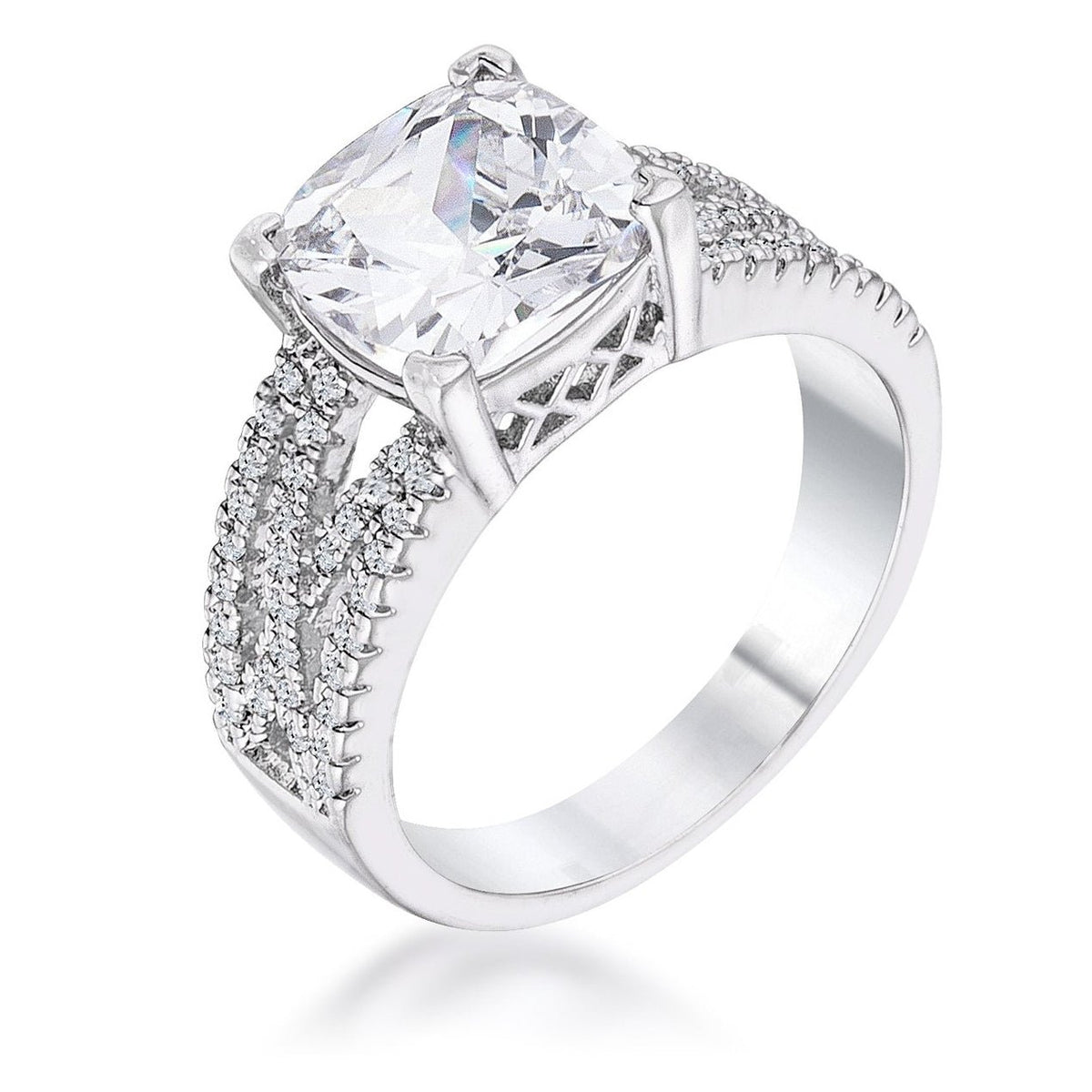 3Ct Elegant Silvertone Criss-Cross Clear CZ Engagement Ring, &lt;b&gt;Size 5&lt;/b&gt; - LinkagejewelrydesignLinkagejewelrydesign