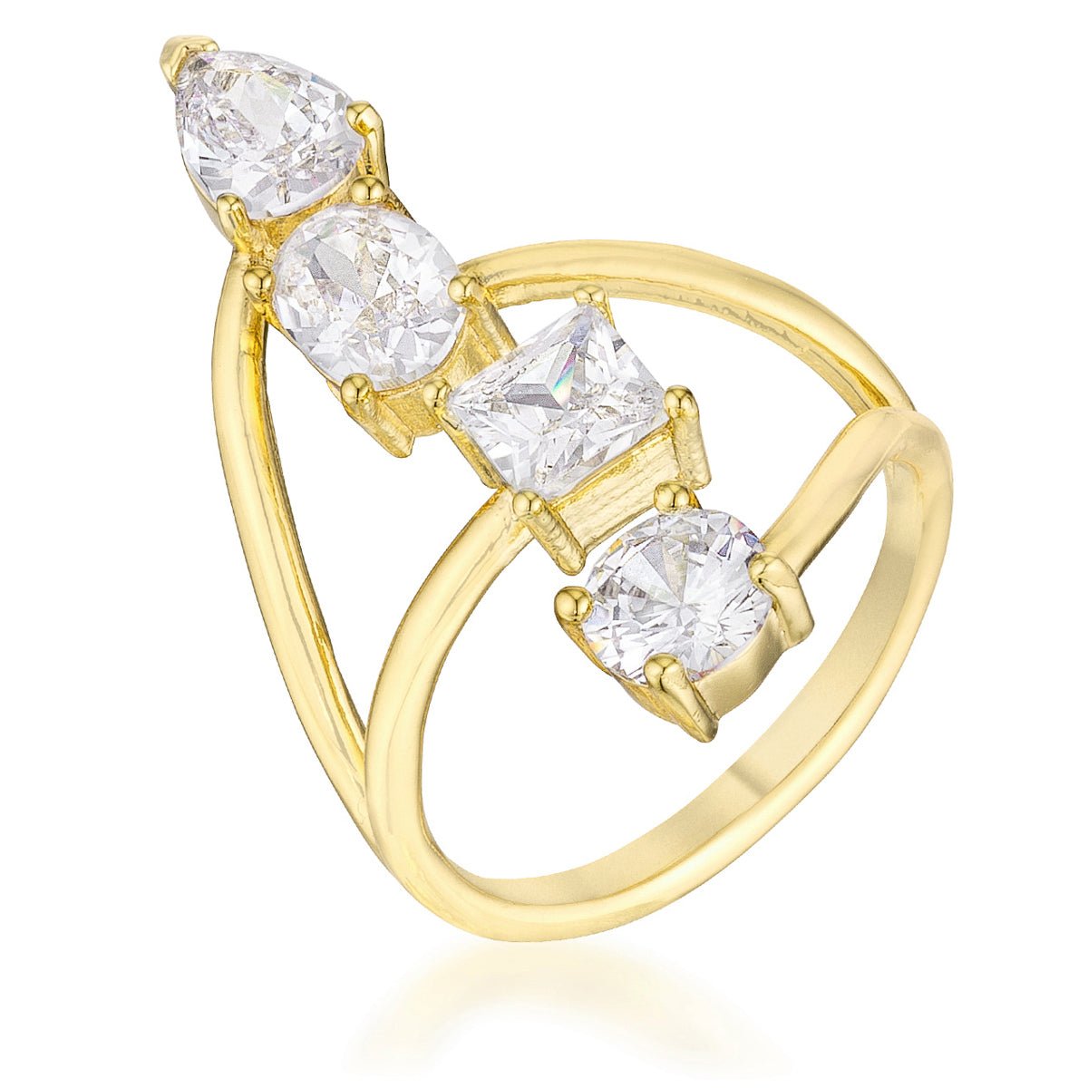 3CT Stunning CZ Goldtone Ring, &lt;b&gt;Size 5&lt;/b&gt; - LinkagejewelrydesignLinkagejewelrydesign